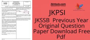 jkssb si police paper pdf